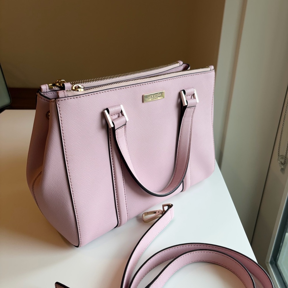 Kate Spade Light Pink Saffiano Satchel with Detachable Strap (with KS Dust Bag) - Picture 10 of 11